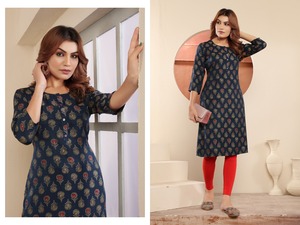 Venta al por mayor de viscosa Maslin Print Kurti en India Material de rayón para fiestas - Product Image 2