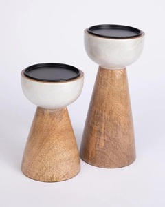 Bougeoir au design moderne avec base en bois Décoration de la maison - Product Image 1