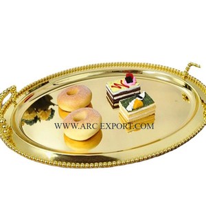 Diseño de bandeja de chocolate Aluminio Plata Ware Mango Fancy New Look Patrón Hecho a mano Postre y dátiles Bandejas para servir de La India - Product Image 6