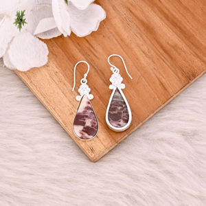 Pendientes de Plata de Alta Calidad con Gema de Jaspe Malinga, Pendientes de Moda Estilo Boho, Joyería Popular al por Mayor - Product Image 4
