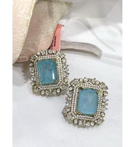 ต่างหูเงินชุบคุณภาพดีทันสมัย ประดับเพชรซิร์คอน ดีไซน์โมเดิร์น เหมาะสำหรับงานแต่งงานและงานปาร์ตี้ คอลเลคชั่นสำหรับผู้หญิงและเด็กผู้หญิง - Product Image 1