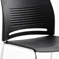 Chaise de conférence moderne pliable en plastique avec dossier à lattes, siège de réunion pour visiteurs, structure métallique thermolaquée pour bureau et café