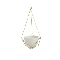 Macetas colgantes de terracota, cerámica escultórica geométrica Boho Chic para plantas de interior y exterior, cesta colgante de macramé, tendencia moderna