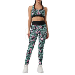 Conjunto de entrenamiento de 2 piezas de talla grande para mujer para Sujetador deportivo y pantalones de Yoga de cintura alta con cintura elástica transpirable de secado rápido - Product Image 3