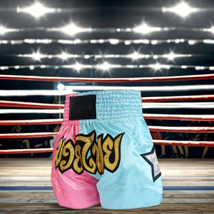 100% Polyester hommes et femmes Muay Thai Shorts Art martial Gym Shorts de boxe combat Shorts de gymnastique dans des tailles personnalisées RRI-MS-05 - Product Image 1