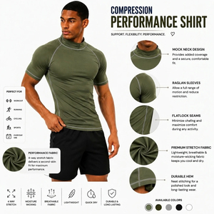 เสื้อรัดกล้ามเนื้อแขนสั้นแบบแห้งเร็วสำหรับออกกำลังกายและเล่นกีฬา - Product Image 2