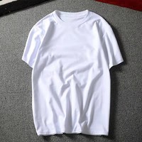 OEM logo personnalisé broderie imprimé design 150g pur coton hommes à manches courtes col rond noir et blanc couleur unie T-shirt
