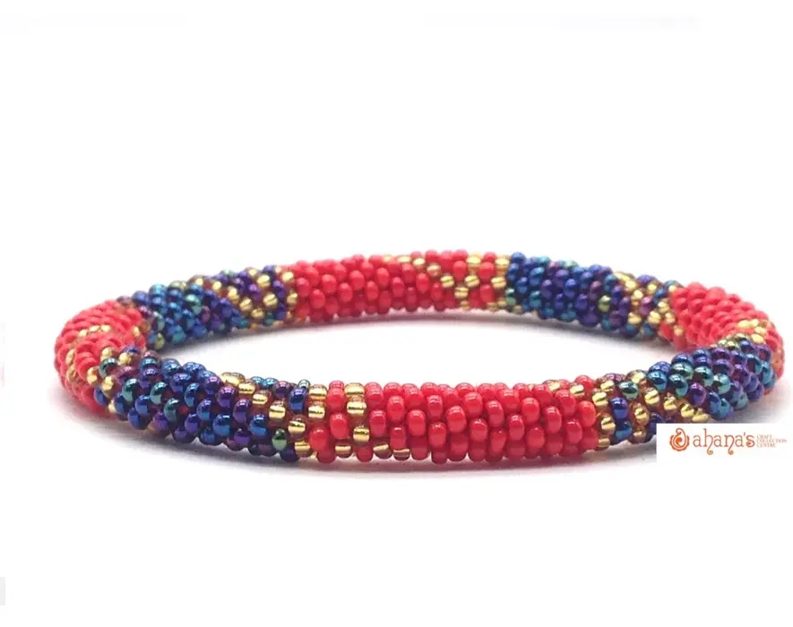 Porter quotidiennement des bracelets de perles de verre faits à la main spectaculaires-Bracelets de perles classiques authentiques fabriqués et exportés par un fournisseur népalais