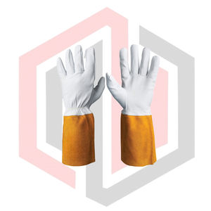 ถุงมือหนังวัวสีน้ำตาลสำหรับงานเชื่อม ทนทาน ป้องกันการฉีกขาด ป้องกันการบาด ป้องกันความร้อน สำหรับดับเพลิง หนัก 11 ออนซ์ - Product Image 1