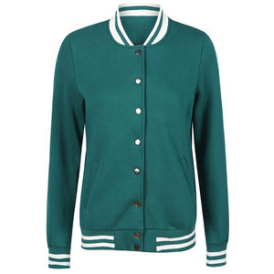 Veste Letterman pour femmes très vendue, col montant, fermeture à boutons, respirante, couleur unie, en coton, fabriquée au Pakistan - Product Image 1