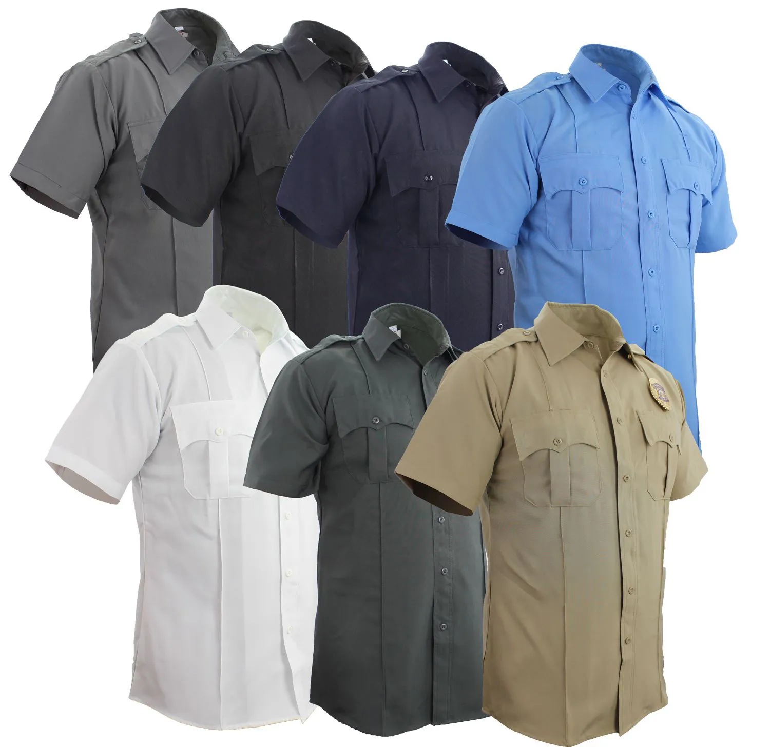 เสื้อยูนิฟอร์มผ้าโพลีเอสเตอร์100% สำหรับพนักงานรักษาความปลอดภัยเสื้อลำลองสำหรับพนักงาน