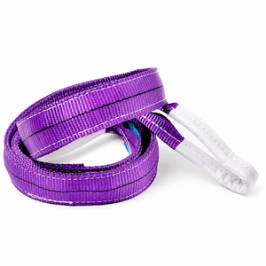 Provina Sangles plates en sangle plate en polyester violet personnalisées, 1 tonne, haute résistance, 2 plis, 38 mm, œillets sur chaque extrémité, facteur de sécurité 8:1, usage intensif - Product Image 1