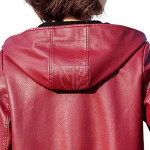 Sweat à capuche en cuir d'hiver pour femme de qualité supérieure avec coutures soignées, forme élégante, style moderne, finition durable, écologique et coupe-vent - Product Image 6