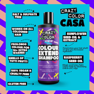 แชมพู Crazy Color Colour Extend สำหรับผมทำสี สูตรวีแกน ปราศจากซัลเฟต ช่วยฟื้นฟูสีผมที่ผ่านการทำสี - Product Image 2