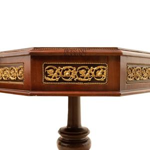 Table d'entrée octogonale classique de luxe en laiton et en bois - Product Image 3