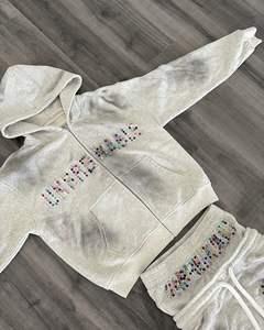 ชุดเสื้อมีฮู้ดซิปหน้าเอวสองชิ้นสำหรับผู้ชายเสื้อวอร์มผ้าฝ้ายประดับพลอยเทียมสำหรับ2025/26ทุกเพศฤดูหนาวของผู้ชาย - Product Image 2