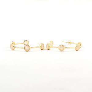 Pendientes de aro huggie de piedra lunar natural sin cortar, más vendidos, de latón macizo chapado en oro, joyería elegante, regalo para mujeres, accesorios - Product Image 2