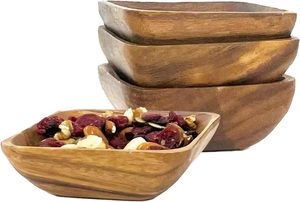 ไม้เนื้อแข็งธรรมชาติให้บริการชามสำหรับสลัดขนมและการตกแต่งห้องครัวที่มีการออกแบบทำด้วยมือ - Product Image 3