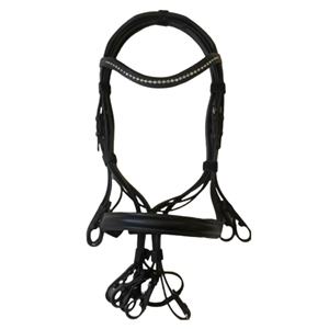 Bride d'essorage en cuir noir véritable de haute qualité avec bande de sourcils en strass équipement d'équitation équestre essentiel Durable - Product Image 1