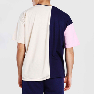Men's Color Block Crew Neck T-Shirt & Shorts <b>Set</b> Cotton <b>Knitted</b> Casual Summer Wear - Product Image 5