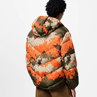 Veste matelassée avec logo appliqué, faible MOQ, style lettres imprimées, veste d'hiver à capuche, coupe-vent, veste d'extérieur, doudoune