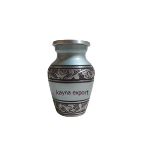Beautiful Shiny White Blue Shade <b>Keepsake</b> Urn <b>for</b> Cremation Funeral <b>Ashes</b> Wholesale Custom Order Mini Urns KAYNA EXPORT KY-2155 - Product Image 3