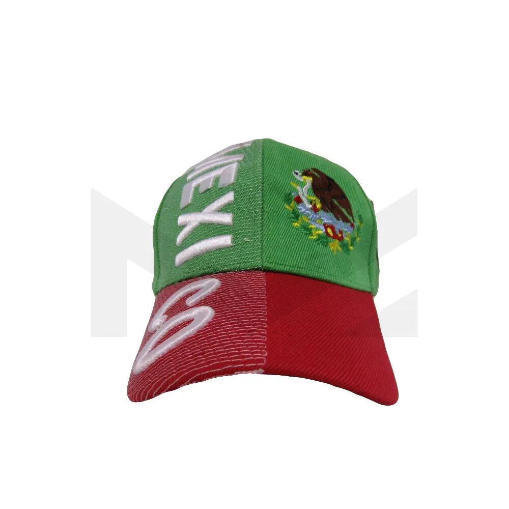 メキシコメキシコの国の手紙旗緑と赤の帽子キャップ3D刺繍
