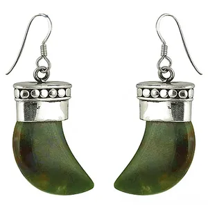 Boucles d'oreilles pendantes en pierre naturelle verte, argent 925, style bohème, pour femmes, à porter au quotidien - Product Image 1