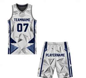 Conjunto de Uniforme de Baloncesto Sublimado de Último Diseño al por Mayor de Fábrica, Camisetas y Pantalones Cortos Deportivos Lisos, Conjuntos de Camisetas con Patrón Personalizado - Product Image 5