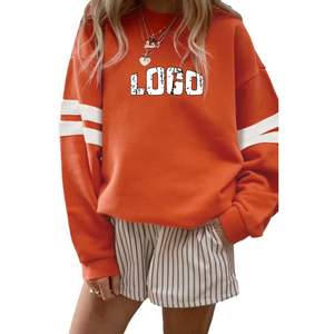 Modern Fashion Womens Oversized Acid Wash Badge Embroidery Crewneck Pullover Sweatshirt Long Sleeve Tops Fall Winter - Product Image 5