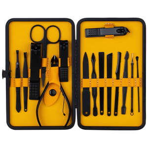 Haute qualité 15 pièces multifonctionnel en acier inoxydable outils de soin des ongles comprend des ciseaux tondeuses sûr PU Salon manucure ensemble cuticule - Product Image 3