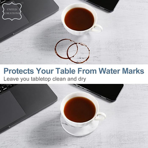 Custom Classic Style Ceramic Marble Coaster Set <b>Combined</b> Wooden <b>Square</b> Coaster with Cork Holder - Product Image 4