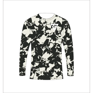 Men Charcoal And Ivory Camouflage <b>Long</b> Sleeve T <b>Shirt</b> Abstract Pattern Crewneck <b>Tee</b> Trackstar OEM Private Label TSI-G05-P0825 - Product Image 2