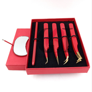 Professionnel nouveau miroir rouge poudre revêtement or pointe différents Styles extension de cils pince à épiler acier inoxydable beauté Instrument - Product Image 1