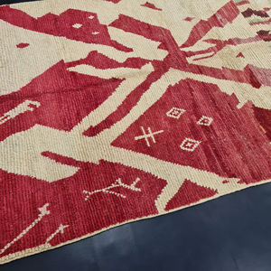 Tapis Boujaad Azilal fait à la main abstrait Boujad tapis marocain rouge bohème authentique salon tapis tufté à la main - Product Image 2