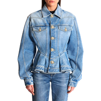 Chaqueta de Mezclilla Cruda de Invierno para Mujer, Manga Larga, Corte Ajustado, Tallas Grandes, Alta Calidad, Transpirable, Ecológica, Servicio OEM Personalizado