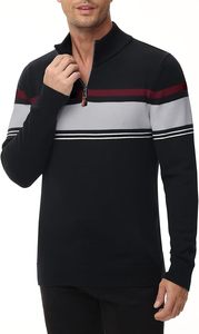 Suéter Personalizado de Alta Calidad para Hombre, Sudadera con Cierre de Cremallera, Rayas, Diseño Moderno, Estilo Urbano, Otoño Invierno 2024 - Product Image 3