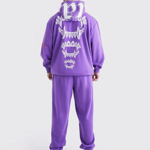 Pantalon ample à capuche d'usine Logo personnalisé 100% coton imprimé bouffant survêtement survêtement ensemble de survêtement à capuche en éponge française - Product Image 2