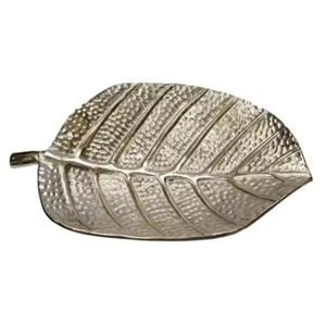 Nouveaux plateaux en métal de concepteur forme de feuille plats et assiettes de service pour la maison vaisselle décor de Table plateau plateau de serveur doré - Product Image 5