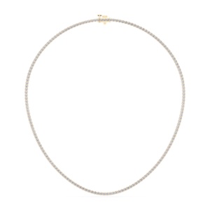 Collier de tennis classique en diamant taille ronde Moissanite E-F/VVS-VS de 12.00 carats 17 pouces fabriqué en or massif 10K,14K,18K - Product Image 1