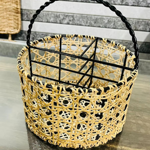Cesta colgante de bambú y ratán de metal tejida al por mayor para almacenamiento de artículos diversos fruta caja de primeros auxilios refrigerador de alimentos uso empaquetado a granel - Product Image 1