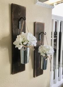 Macetero colgante para decoración de sala de estar, maceta rústica de pared con flores, verde o flores, decoración de pared de campo - Product Image 3