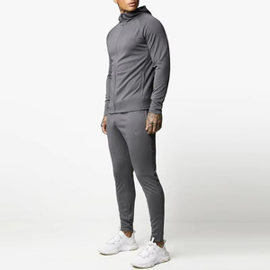 Conjunto transpirable de dos piezas para hombre, sudadera con cremallera completa y pantalón acampanado, chándal 100% de lana de algodón, chándal Unisex transpirable - Product Image 5