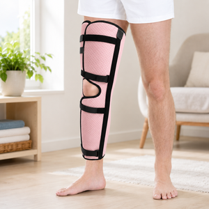 Custom Pink <b>Knee</b> Immobilizer Brace Leg Splint Adjustable Medical Support for Injury Recovery and Post Surgery - Product Image 1