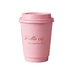 Vasos de Papel Personalizados con Logotipo, de Pared Simple o Doble, Color Rosa, Impresos, de 10, 12 y 16 oz, Vasos Desechables para Café Caliente con Tapas, Venta al Por Mayor - Product Image 3