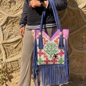 Bolso de mano con flecos de cuero de ante bohemio para mujer, moderno bolso de hombro con flecos - Product Image 1