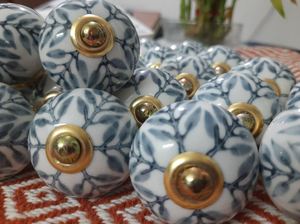 Vintage Rare Hand painted <b>White</b> Floral Cupboard Knobs Usage Home Dresser Door <b>Cabinet</b> Handmade Decorative Furniture Hardware - Product Image 5