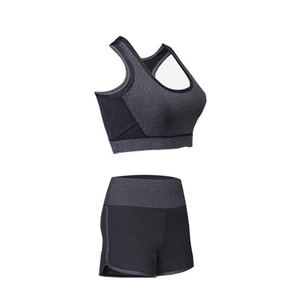 2025ชุดออกกำลังกายโยคะของผู้หญิงผ้าไนลอน2ชิ้น100% เอวยางยืดระบายอากาศได้ดีมีโลโก้ด้านหน้า - Product Image 3