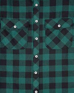 Camisa de Franela a Cuadros Verde y Negra Personalizada para Hombre, Camisa de Manga Larga con Botones, Cálida, con Bolsillos Dobles en el Pecho, OEM Personalizado - Product Image 5