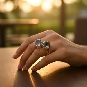 แหวนเงินแท้ 925 ประดับโทแพซ สไตล์โบโฮ งานแฮนด์เมด สำหรับผู้หญิง ของขวัญเครื่องประดับชั้นดี - Product Image 2